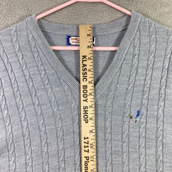 Vtg Isley Sweater Adult Medium Gray Embroidered Duck V Neck Flying Scotsman USA - Picture 9 of 15